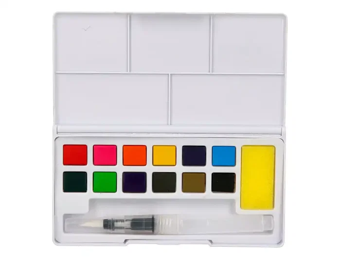 Liderpapel Acuarela 12 colores con pincel de agua rellenable y esponja