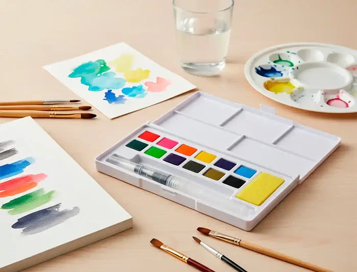 Liderpapel Acuarela 12 colores con pincel de agua rellenable y esponja