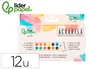 Liderpapel Acuarela 12 colores con pincel de agua rellenable y esponja
