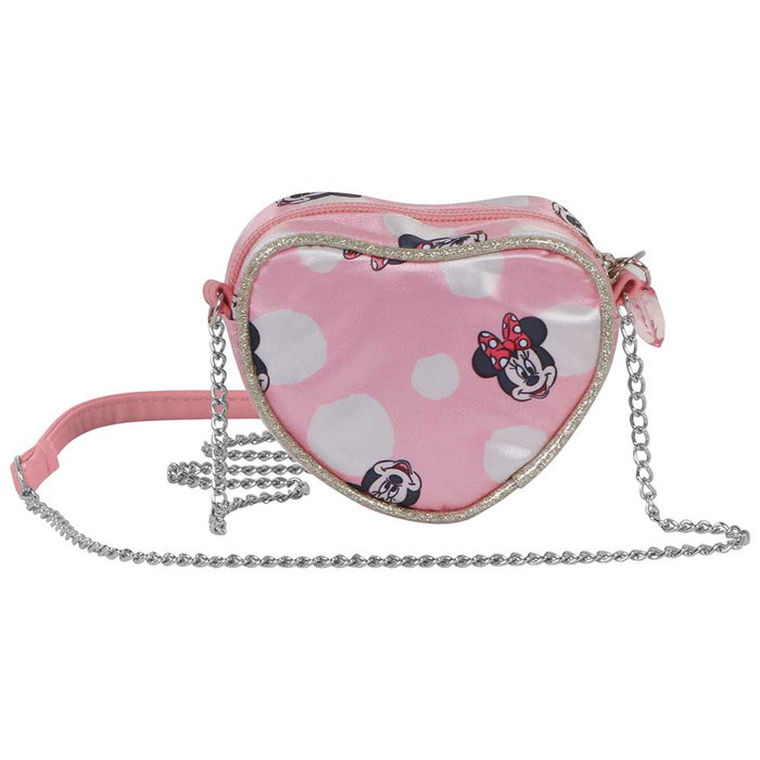 Disney Bolso Bandolera Corazón Mini Garden de Minnie Mouse - Rosa, 10x11.5x5.5 cm, Cadena 90 cm, Sintético