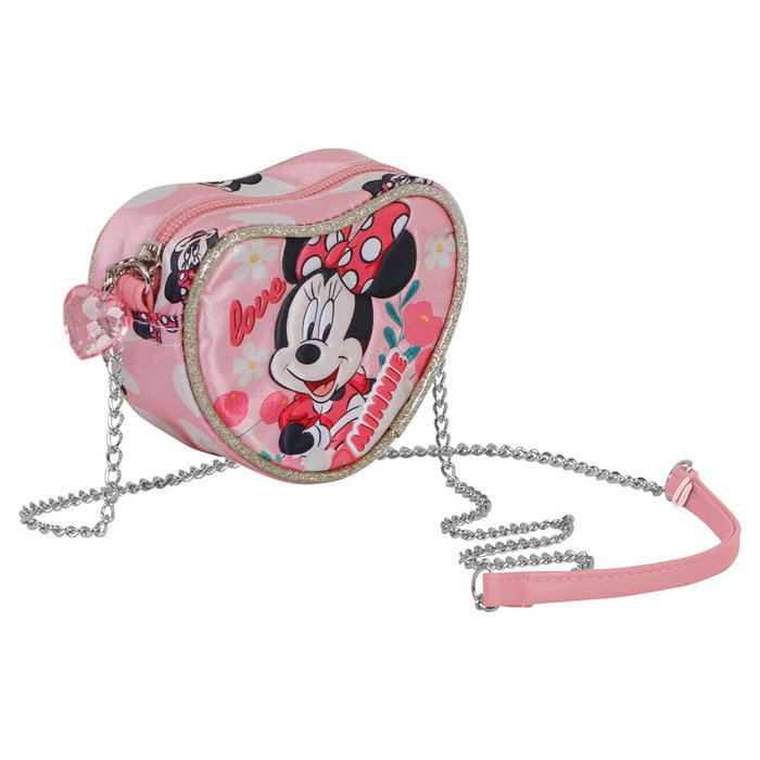 Disney Bolso Bandolera Corazón Mini Garden de Minnie Mouse - Rosa, 10x11.5x5.5 cm, Cadena 90 cm, Sintético