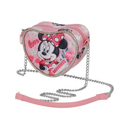 Disney Bolso Bandolera Corazón Mini Garden de Minnie Mouse - Rosa, 10x11.5x5.5 cm, Cadena 90 cm, Sintético