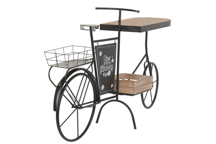 DKD Home Decor Expositor Bicicleta Flowers para Terraza y Jardín Negro Marrón 100x39x187 cm