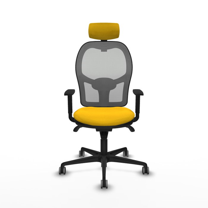 PIQUERAS Y CRESPO Silla de oficina Jorquera con mecanismo Sincro, Tela Amarillo y Malla Gris PIQUERAS Y CRESPO Silla de oficina Jorquera con mecanismo Sincro, Tela Amarillo y Malla Gris