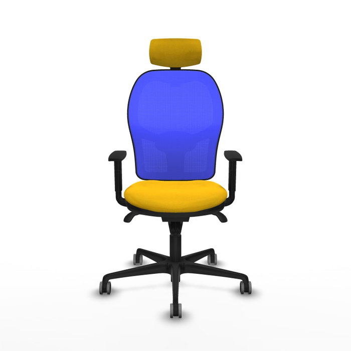 PIQUERAS Y CRESPO Silla de oficina Jorquera con mecanismo Sincro, Tela Amarilla y Malla Azul PIQUERAS Y CRESPO Silla de oficina Jorquera con mecanismo Sincro, Tela Amarilla y Malla Azul