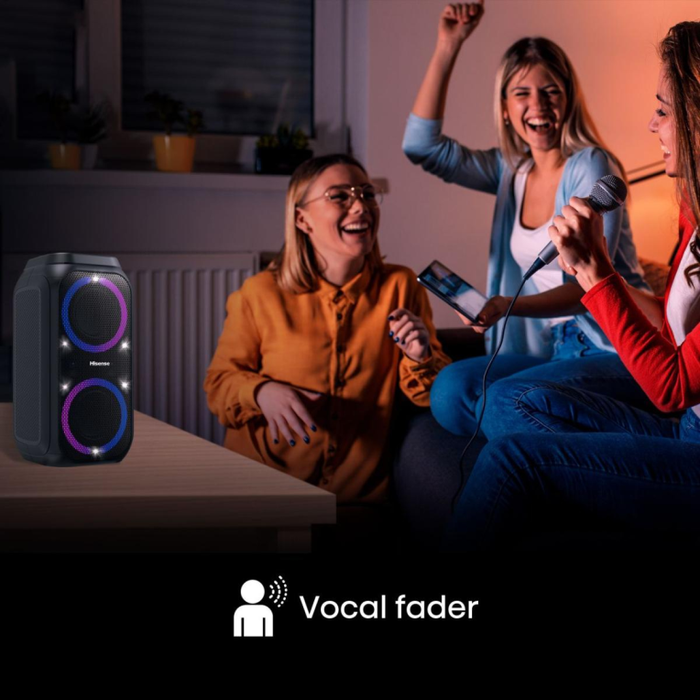 Hisense Party Rocket 160 Altavoz para fiestas portátil 160 W Negro IPX4 Bluetooth 12 h batería