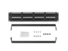 Lanberg PPU6-2048-B Patch Panel de Bastidor 2U 19", 48 Puertos RJ45, Categoría 6 (Cat6), Color Negro