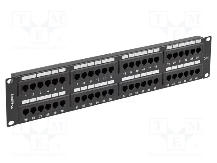 Lanberg PPU6-2048-B Patch Panel 48 puertos Cat.6 2U 19 pulgadas Negro