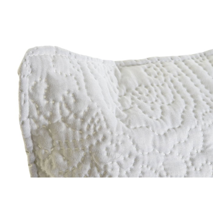 DKD Home Decor Cojín de Poliéster Blanco con Diseño Floral Bordado
