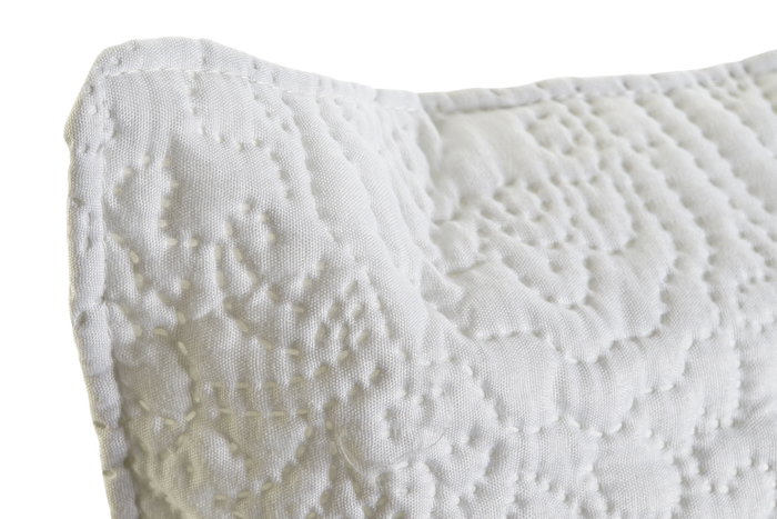 DKD Home Decor Cojín de Poliéster Blanco con Diseño Floral Bordado