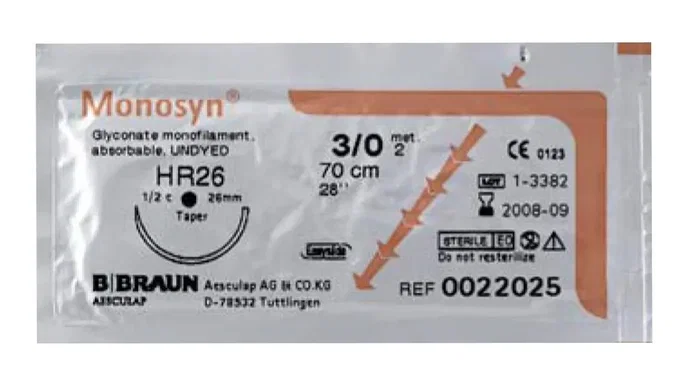 Braun Monosyn Violet 6-0 HR17 Sutura Sintética Absorbible 70 cm 12 Ud Braun Monosyn Violet 6-0 HR17 Sutura Sintética Absorbible 70 cm 12 Ud