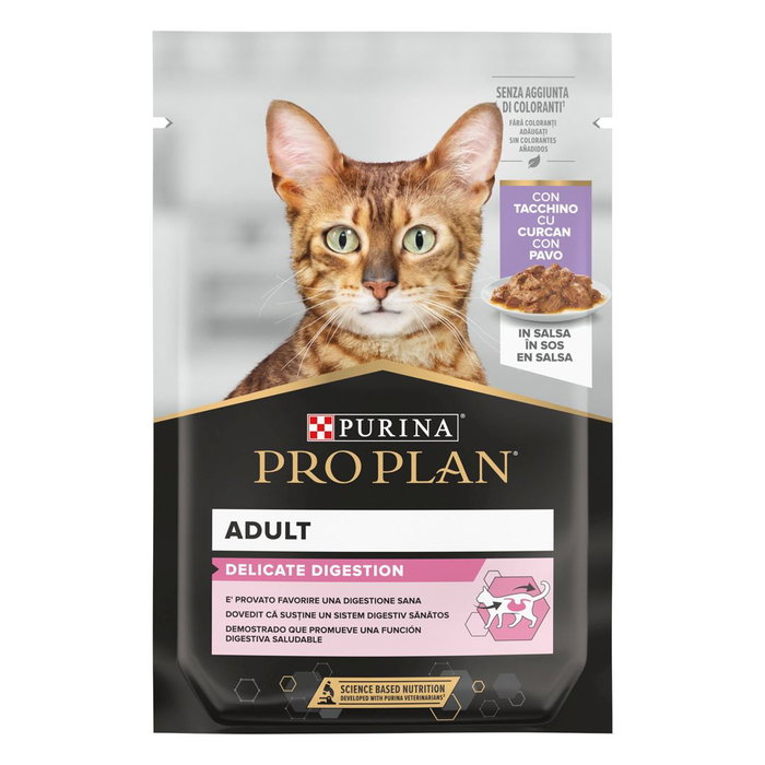 Purina Pro Plan Delicate Pavo - Alimento Húmedo para Gatos Digestión Sensible en Salsa, con Omega 3 y 6, 26 Sobres de 85g