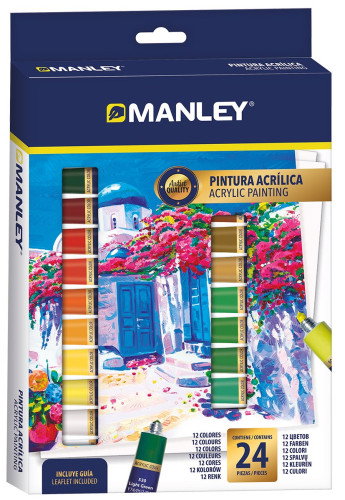 MANLEY Estuche de Pintura Acrílica 24 Colores x 12 ml MANLEY Estuche de Pintura Acrílica 24 Colores x 12 ml