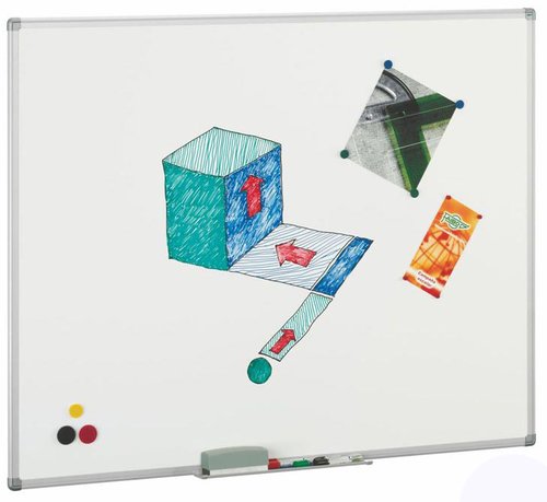 Pizarra Blanca Vitrificada Marco Aluminio C/Cantoneras 61X100 Pizarra Blanca Vitrificada Marco Aluminio C/Cantoneras 61X100