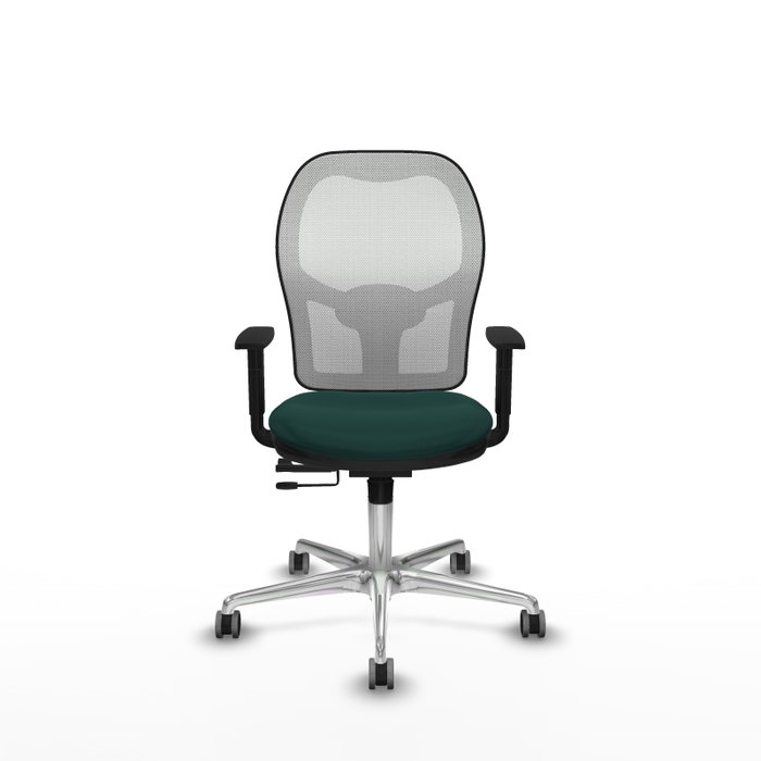 PIQUERAS Y CRESPO Silla de oficina Jorquera con mecanismo Sincro/Traslack, Verde botella y Blanco