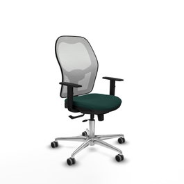 PIQUERAS Y CRESPO Silla de oficina Jorquera con mecanismo Sincro/Traslack, Verde botella y Blanco
