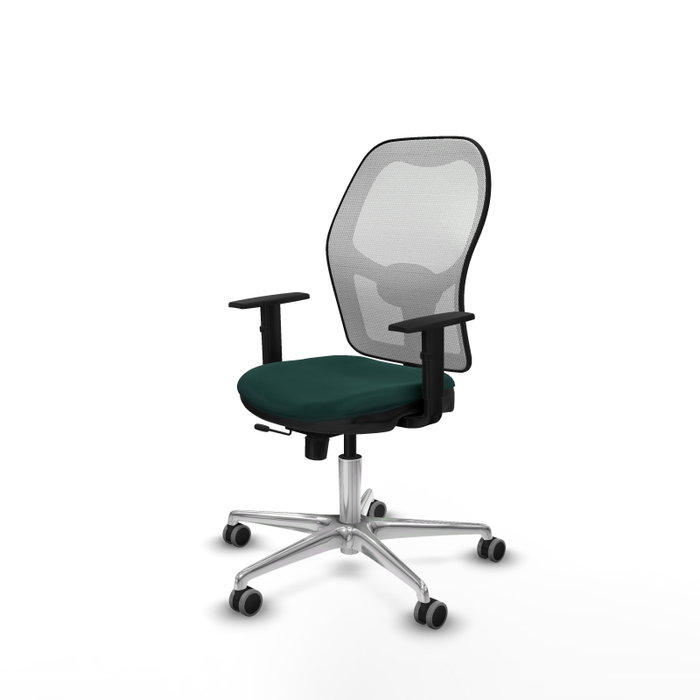 PIQUERAS Y CRESPO Silla de oficina Jorquera con mecanismo Sincro/Traslack, Verde botella y Blanco