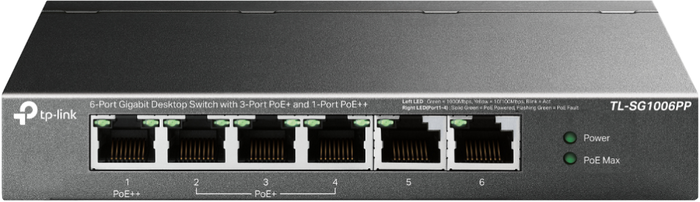 TP-Link TL-SG1006PP Switch No Administrado Gigabit Ethernet PoE 6 Puertos Gris