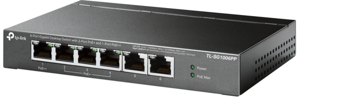 TP-Link TL-SG1006PP Switch No Administrado Gigabit Ethernet PoE 6 Puertos Gris