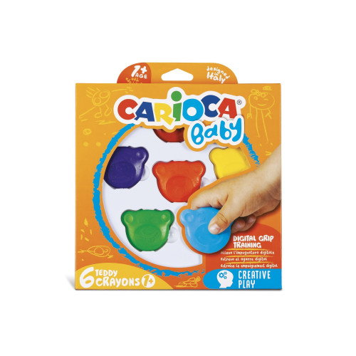 Carioca Teddy Crayons BABY Ceras con Forma de Oso, 6 Unidades Surtidas Carioca Teddy Crayons BABY Ceras con Forma de Oso, 6 Unidades Surtidas