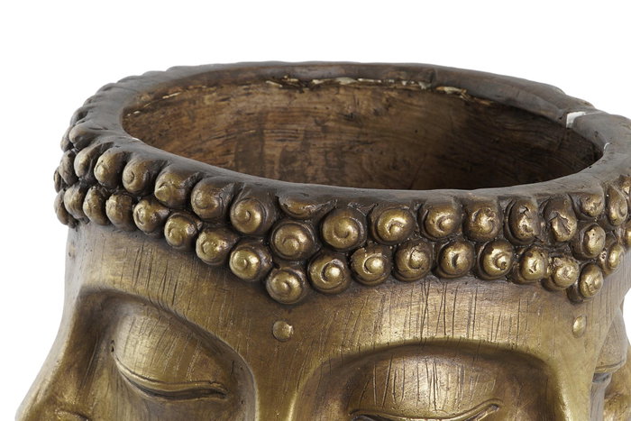 DKD Home Decor Macetero Magnesia Buda Envejecido Dorado