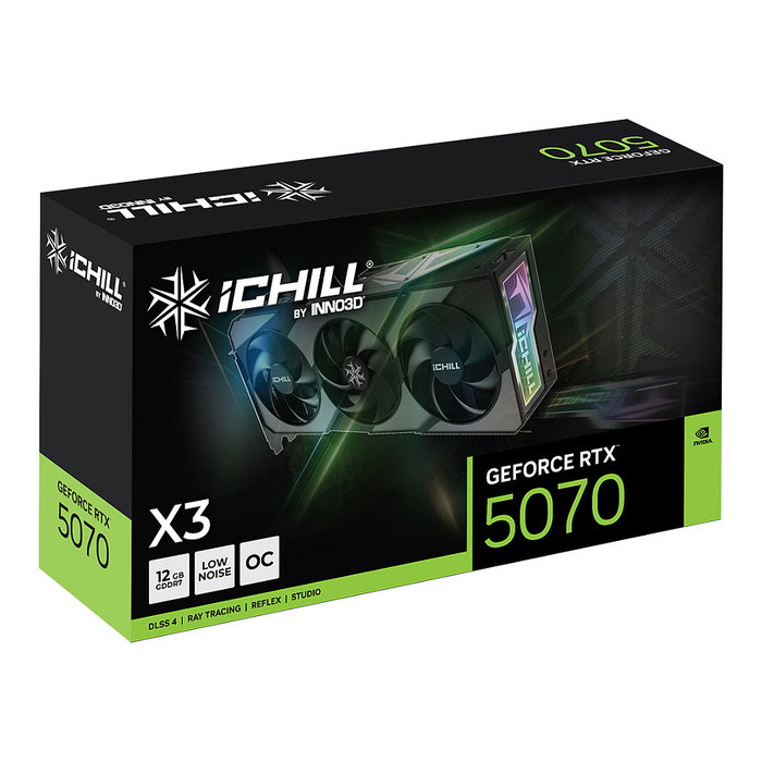 Inno3D iChill GeForce RTX 5070 X3 12GB GDDR7 192-bit PCIe 5.0 Tarjeta Gráfica con 3 Ventiladores y RGB