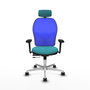 PIQUERAS Y CRESPO Silla de oficina Jorquera con mecanismo Sincro/Traslack, Turquesa y Azul
