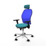 PIQUERAS Y CRESPO Silla de oficina Jorquera con mecanismo Sincro/Traslack, Turquesa y Azul