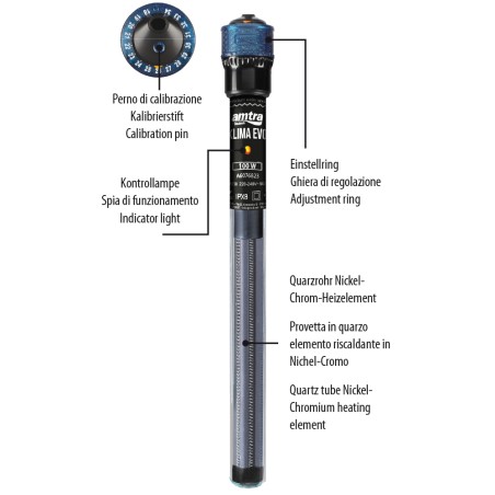 Nayeco Amtra Klima Evo 200 W Calentador Sumergible Automático para Acuario Termostato Preciso y Eficiente