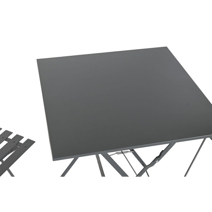 DKD Home Decor Mesa Terraza Y Jardin Metal Gris 60 x 71 x 60 cm Set de 3