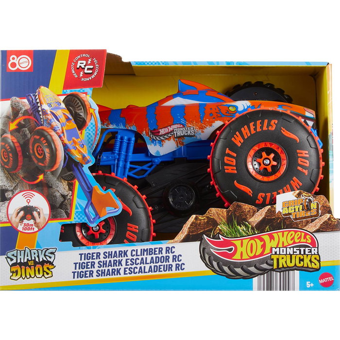 Mattel Hot Wheels Monster Trucks Tiger Shark Climber Coche Radio Control Escala 1:15