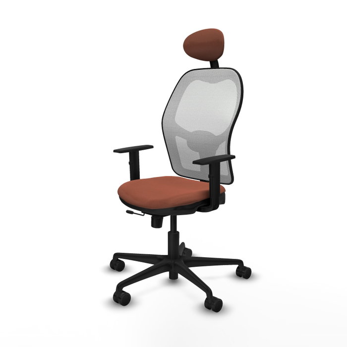 PIQUERAS Y CRESPO Silla de oficina Jorquera con mecanismo Sincro/Traslack, Tela Marrón y Malla Blanca PIQUERAS Y CRESPO Silla de oficina Jorquera con mecanismo Sincro/Traslack, Tela Marrón y Malla Blanca