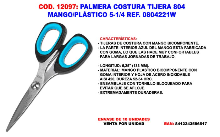 PALMERA Tijera de Costura 804 Mango de Plástico 5-1/4 PALMERA Tijera de Costura 804 Mango de Plástico 5-1/4