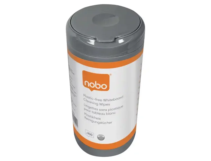 NOBO Toallitas Eco para Limpieza de Pizarras Blancas Bote de 100 unidades