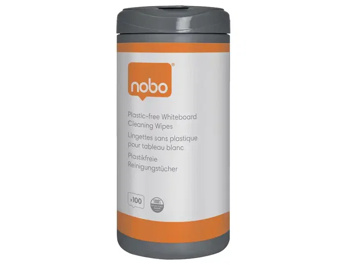 NOBO Toallitas Eco para Limpieza de Pizarras Blancas Bote de 100 unidades