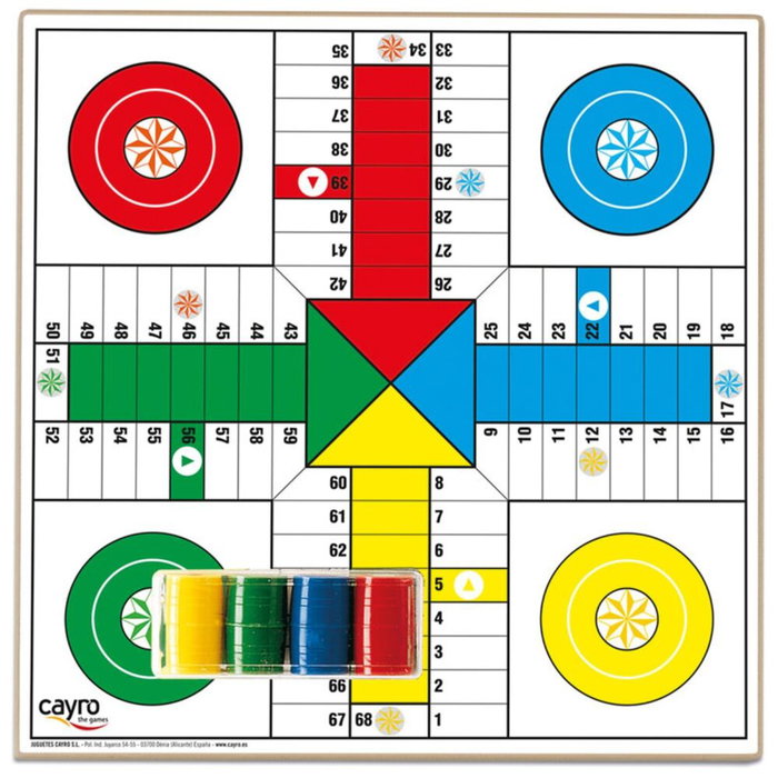 Cayro Tablero Parchís y Oca de Madera 40x40 cm con accesorios