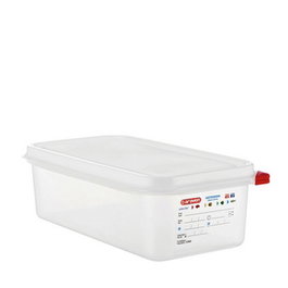 Araven Cubeta GN 1/3 con Tapa, 100 mm de Alto, 4 Litros, Polipropileno - 176x325 mm (Cubeta C/T GN 1/3-100)