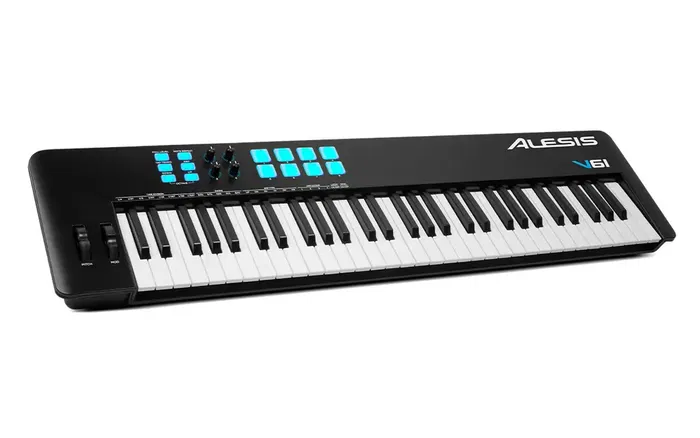 Alesis V61 Mkii Controlador de Teclado USB-MIDI de 61 Teclas Sensibles a la Velocidad con Pads Retroiluminados y Arpegiador, Diseño Ligero Plug-and-Play para Mac/PC