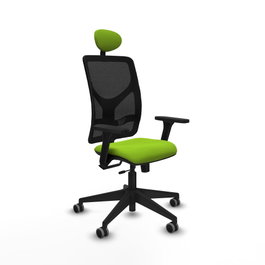 PIQUERAS Y CRESPO Silla de oficina Motilla Pistacho/Negro con Brazos 3D y Cabecero Fijo