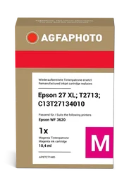 Agfa Photo Cartucho de tinta magenta T2713 compatible con Epson 27 XL ~1100 páginas APET271MD