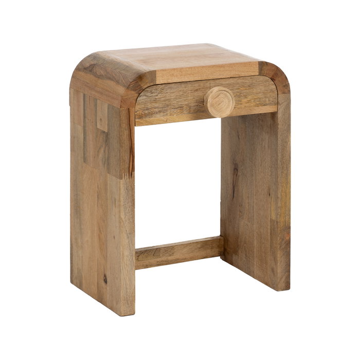 Ixia Mesita de noche de madera de mango natural 45 x 30 x 55 cm Ixia Mesita de noche de madera de mango natural 45 x 30 x 55 cm