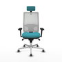 PIQUERAS Y CRESPO Silla de oficina Horna con Mecanismo Sincro, Turquesa y Blanco