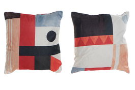 DKD Home Decor Cojin Moderno Multicolor Poliester 45 x 45 x 10 cm (4 Unidades)