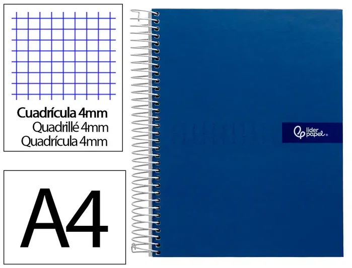 Liderpapel Cuaderno Espiral Crafty A4 80 Hojas 90g Cuadro 4mm Azul Marino Liderpapel Cuaderno Espiral Crafty A4 80 Hojas 90g Cuadro 4mm Azul Marino