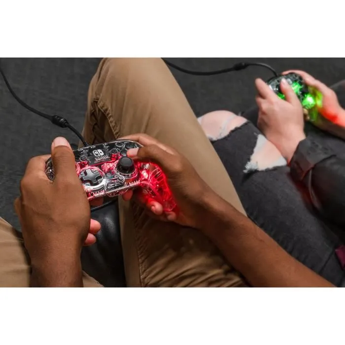 PDP Controlador Prismatic Afterglow con Cable para Nintendo Switch con Iluminación LED y Conector de Audio 3.5mm