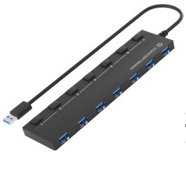 Conceptronic HUBBIES19BP Hub USB de 7 puertos con adaptador de corriente