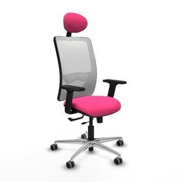 PIQUERAS Y CRESPO Silla de oficina Zulema con mecanismo Sincro/Traslack, Rosa y Blanco