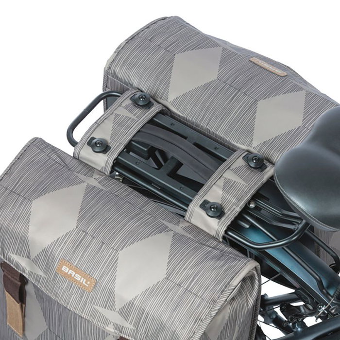 Basil ELEGANCE Alforjas Dobles 40L para Portaequipajes Bicicleta Poliéster Reciclado Taupe MIK