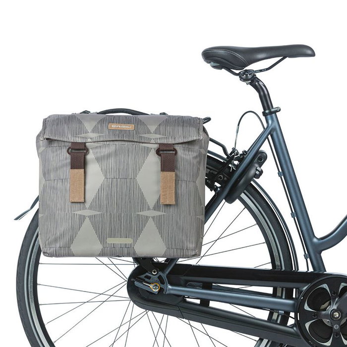 Basil ELEGANCE Alforjas Dobles 40L para Portaequipajes Bicicleta Poliéster Reciclado Taupe MIK