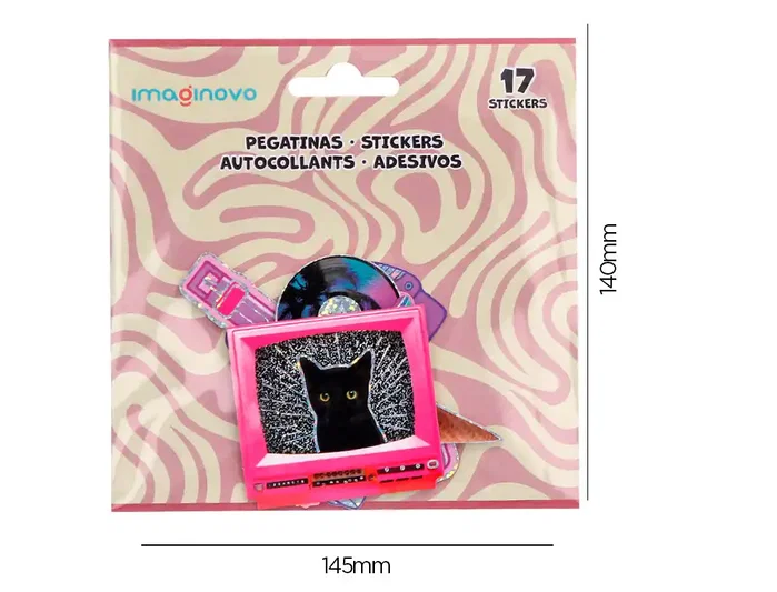 Imaginovo Pegatinas Retro Diseños Surtidos PVC 145x140 mm para Ordenador, Cuadernos, Móvil y más